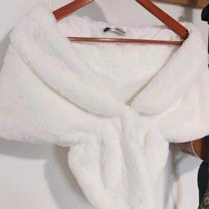Soft White Faux Fur Wrap, Shrug, Stole